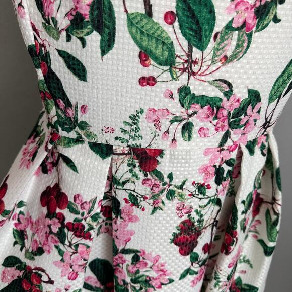 Julian Taylor Cherry Blossom Fit Flare Sundress Sz 12 Sleeveless Pleats Pockets - Picture 4 of 12